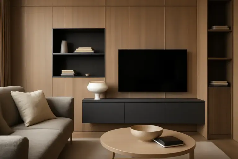 Boiserie moderne in soggiorno: materiali innovativi e soluzioni salva-spazio